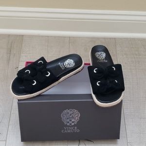 Vince Camuto suede tie slides